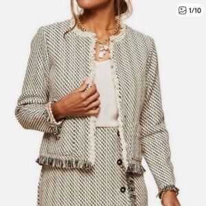 Spartina 449 Elegant Cream and Black Tweed Blazer